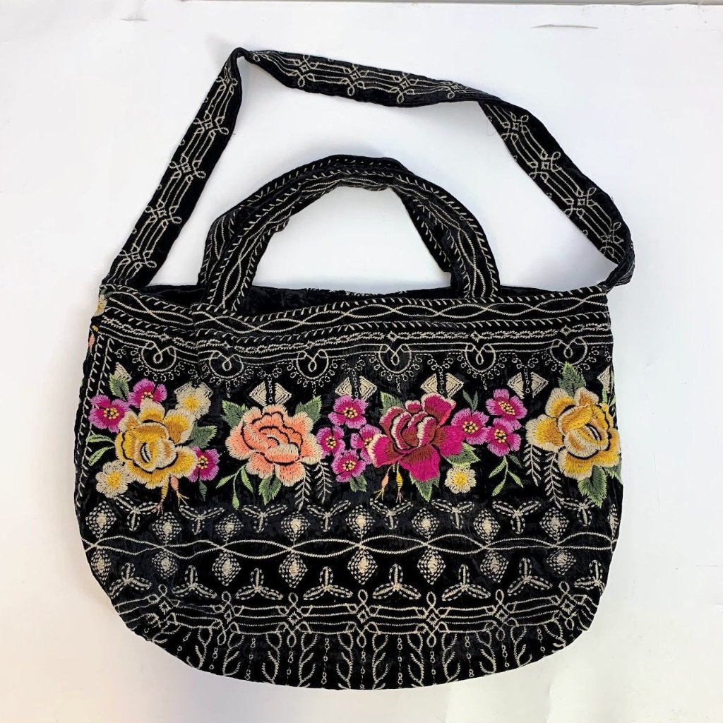 Johnny Was Women's Flores Boho Embroidered Floral Silk Blend Shoulder Tote Bag
